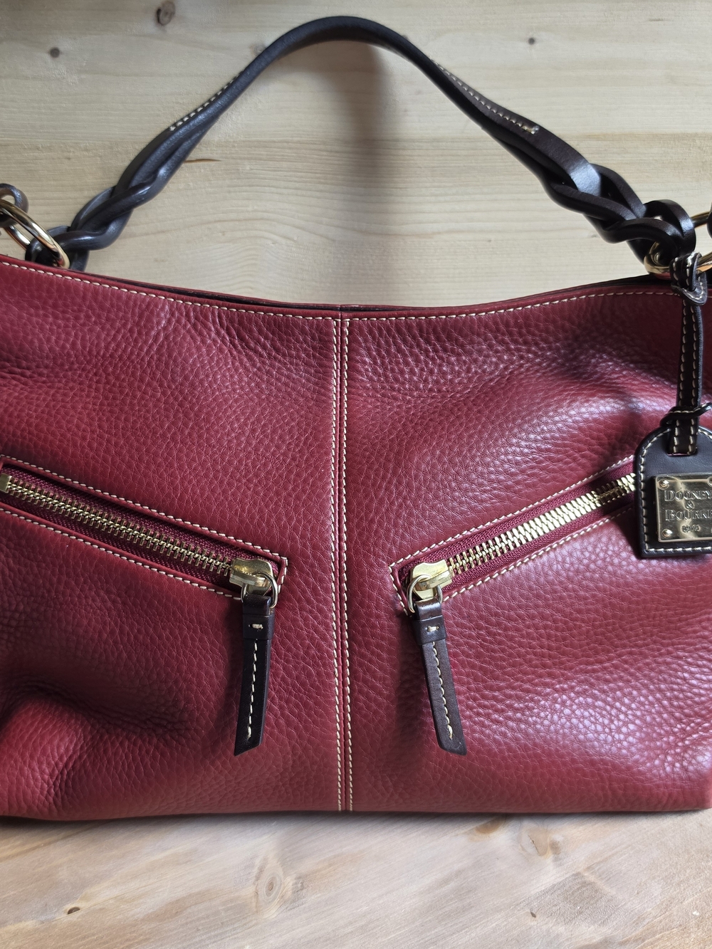 Dooney & Bourke Red Pebbled Leather Hobo Bag